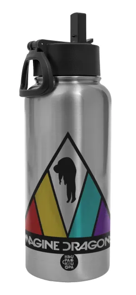 Imagine Dragons — Metal mug thermo Silver with Straw and Spout Lid (Stainless steel), double wall, 950ml