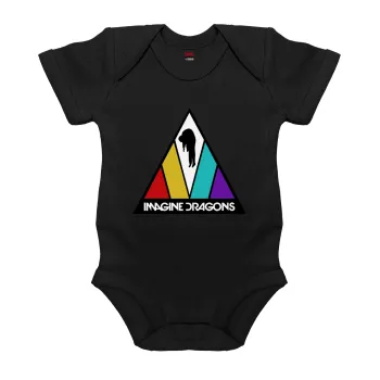 Imagine Dragons, Βρεφικό φορμάκι μωρού, 0-18 μηνών, ΜΑΥΡΟ, 100% Organic Cotton, κοντομάνικο