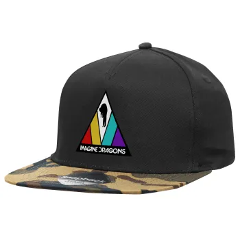 Imagine Dragons, Καπέλο Ενηλίκων Flat Snapback Μαύρο/Παραλλαγή, (100% ΒΑΜΒΑΚΕΡΟ TWILL, ΕΝΗΛΙΚΩΝ, UNISEX, ONE SIZE)