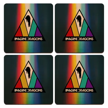 Imagine Dragons, ΣΕΤ x4 Σουβέρ ξύλινα τετράγωνα plywood (9cm)
