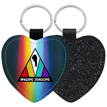 Imagine Dragons, Μπρελόκ PU δερμάτινο glitter καρδιά ΜΑΥΡΟ