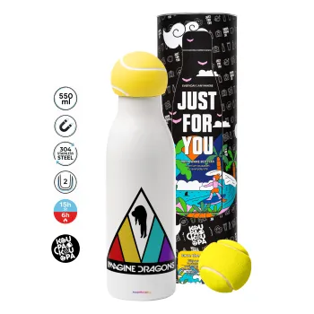Imagine Dragons, Tennis ball Metal mug thermos White, double wall, 550ml