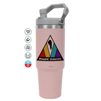 Imagine Dragons, Pink color, 890ml (30oz) stainless Steel Tumbler with Handle