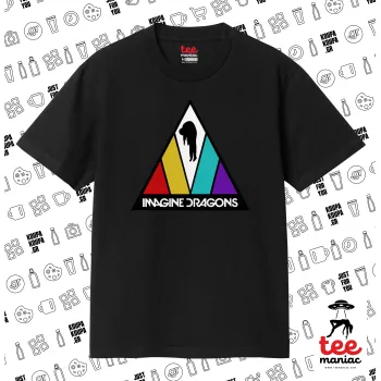 Imagine Dragons, Κλασικό T-Shirt, διπλής ραφής, χωρίς πλευρικές ραφές ΜΑΥΡΟ από 100% βαμβάκι. Vegan & OEKO-TEX πιστοποιημένο.