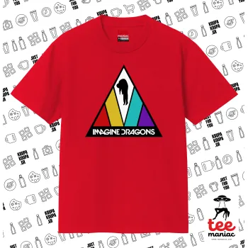Imagine Dragons, Κλασικό T-Shirt, διπλής ραφής, χωρίς πλευρικές ραφές ΚΟΚΚΙΝΟ από 100% βαμβάκι. Vegan & OEKO-TEX πιστοποιημένο.