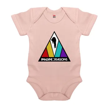 Imagine Dragons, Βρεφικό φορμάκι μωρού, 0-18 μηνών, ΡΟΖ POWDER, 100% Organic Cotton, κοντομάνικο