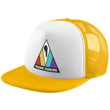 Imagine Dragons, Adult Soft Trucker Hat with Yellow/White Mesh (POLYESTER, ADULT, UNISEX, ONE SIZE)