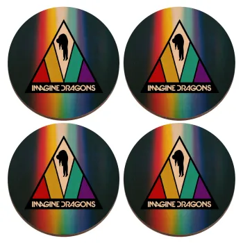 Imagine Dragons, ΣΕΤ x4 Σουβέρ ξύλινα στρογγυλά plywood (9cm)