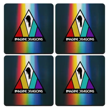 Imagine Dragons, ΣΕΤ 4 Σουβέρ ξύλινα τετράγωνα (9cm)