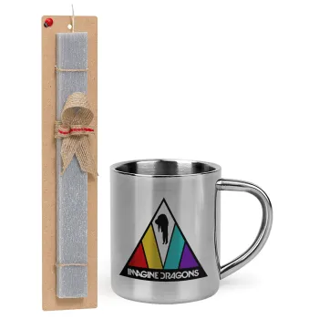 Imagine Dragons, Easter Set, metallic thermal cup (300ml) & Easter aromatic flat candle (30cm) (GRAY)