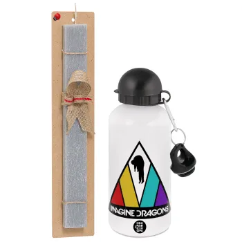 Imagine Dragons, Πασχαλινή Λαμπάδα με παγούρι μεταλλικό  αλουμινίου (500ml) & κερί αρωματικό πλακέ (30cm) (ΓΚΡΙ)