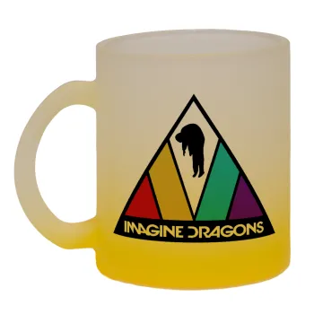 Imagine Dragons, Κούπα γυάλινη δίχρωμη με βάση το κίτρινο ματ, 330ml
