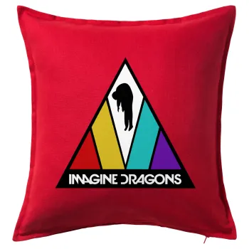 Imagine Dragons, Μαξιλάρι καναπέ Κόκκινο 100% βαμβάκι, περιέχεται το γέμισμα (50x50cm)
