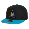Καπέλο παιδικό Flat Snapback, Μαύρο/Μπλε (100% ΒΑΜΒΑΚΕΡΟ, ΠΑΙΔΙΚΟ, UNISEX, ONE SIZE)