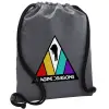 Backpack pouch GYMBAG GREY, with pocket (40x48cm) & thick cords