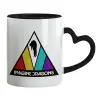 Mug heart black handle, ceramic, 330ml