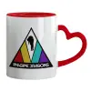 Mug heart red handle, ceramic, 330ml