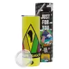 Neon Yellow Travel Tumbler θερμό, μεταλλικό καλαμάκι(Ανωξείδωτο 304 Food grade, BPA free, 600ml)
