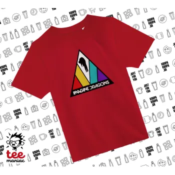 Imagine Dragons, Άνετο παιδικό T-Shirt ΚΟΚΚΙΝΟ από 100% βαμβάκι, για κάθε μέρα. Vegan & OEKO-TEX πιστοποιημένο.