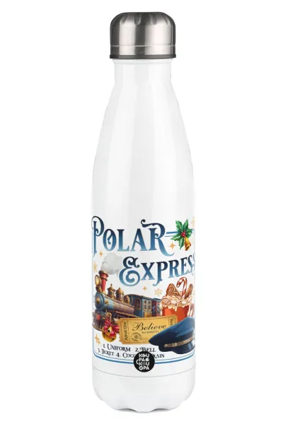 The Polar Express — Μεταλλικό παγούρι θερμός Λευκό (Stainless steel), διπλού τοιχώματος, 500ml
