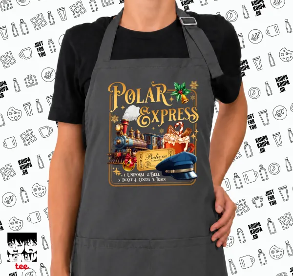 The Polar Express — GREY Ποδιά μαγειρικής μακριά Σεφ με τσέπες (ΕΝΗΛΙΚΩΝ, ΓΚΡΙ)