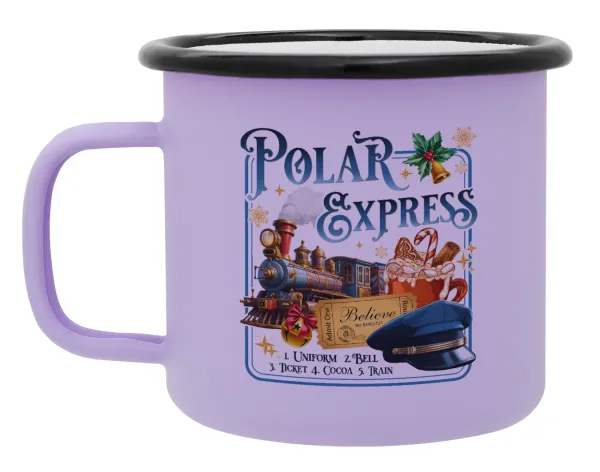 The Polar Express — Metal enamel mug, matte light pastel purple, 360ml