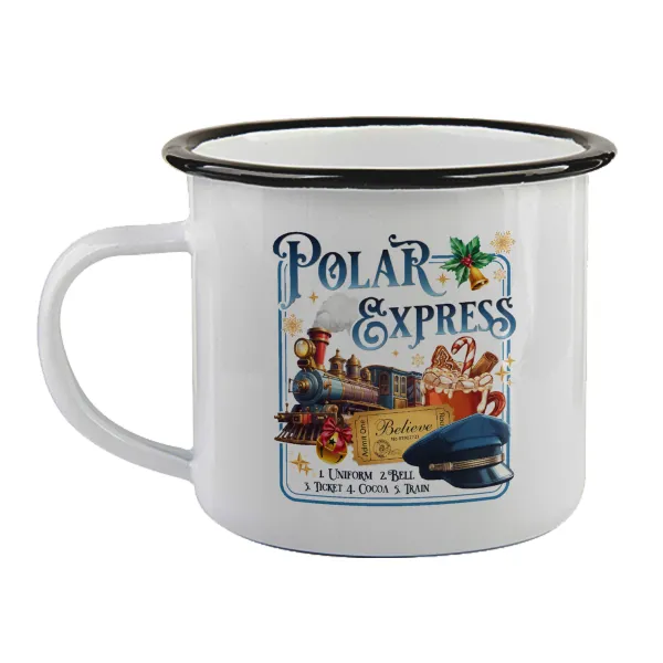 The Polar Express — Enamel mug with black rim, 360ml