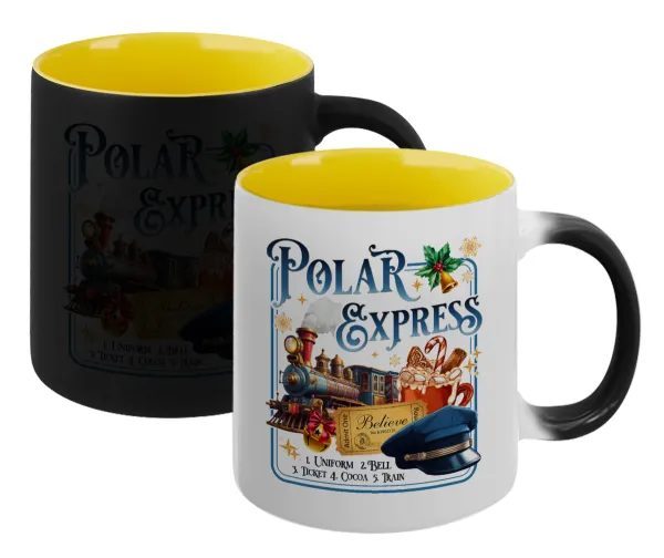 The Polar Express — Κούπα Μαγική εσωτερικό κίτρινη, κεραμική 330ml που αλλάζει χρώμα με το ζεστό ρόφημα