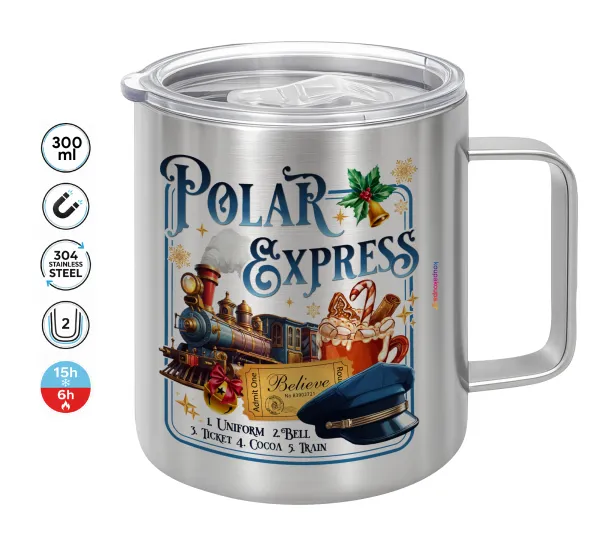 The Polar Express — Κούπα Ανοξείδωτη διπλού τοιχώματος 300ml με καπάκι διατήρησης θερμοκρασίας