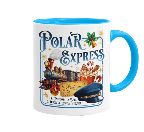 The Polar Express — Mug colored light blue, ceramic, 330ml