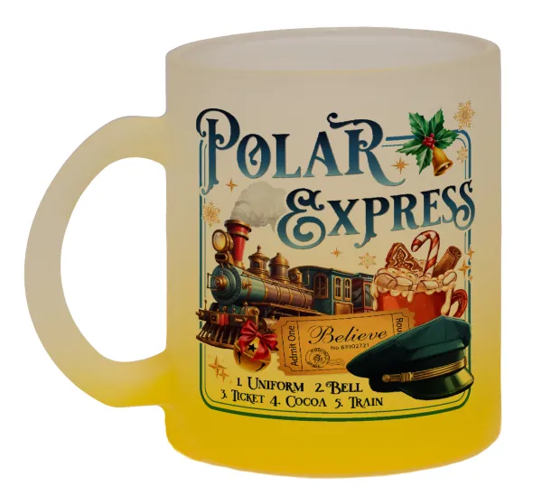 The Polar Express — Κούπα γυάλινη δίχρωμη με βάση το κίτρινο ματ, 330ml