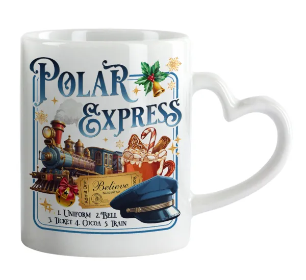 The Polar Express — Mug heart handle, ceramic, 330ml