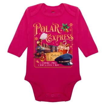 The Polar Express, Μακρυμάνικο βρεφικό φορμάκι, 0-18 μηνών, ΡΟΖ, 100% Organic Cotton