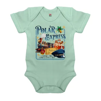 The Polar Express, Βρεφικό φορμάκι μωρού, 0-18 μηνών, mint (Μέντα), 100% Organic Cotton, κοντομάνικο