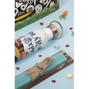 The Polar Express, Πασχαλινή Λαμπάδα με παγούρι μεταλλικό (620ml, stainless steel) & κερί αρωματικό πλακέ (30cm) (ΤΙΡΚΟΥΑΖ)