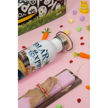 The Polar Express, Πασχαλινή Λαμπάδα με παγούρι μεταλλικό (620ml, stainless steel) & κερί αρωματικό πλακέ (30cm) (ΡΟΖ)