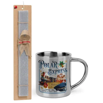 The Polar Express, Easter Set, metallic thermal cup (300ml) & Easter aromatic flat candle (30cm) (GRAY)