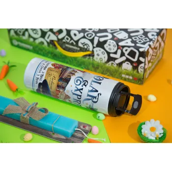 The Polar Express, Easter candle,Travel Tumbler 2 Lids, with metal straw & cleaning brush & aromatic flat candle (30cm) (BLUE)