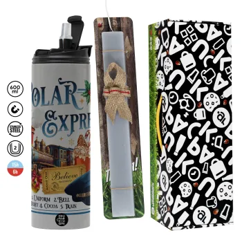 The Polar Express, Easter candle with Grey Tumbler Thermo 600ml & aromatic flat candle (30cm) (GREY)