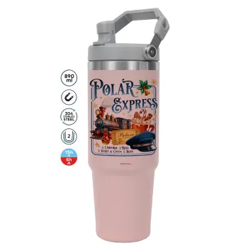 The Polar Express, Pink color, 890ml (30oz) stainless Steel Tumbler with Handle