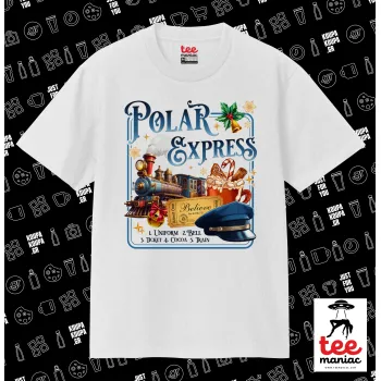 The Polar Express, Κλασικό T-Shirt, διπλής ραφής, χωρίς πλευρικές ραφές ΛΕΥΚΟ από 100% βαμβάκι. Vegan & OEKO-TEX πιστοποιημένο.
