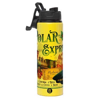 The Polar Express, Μεταλλικό παγούρι νερού με καπάκι ασφαλείας, αλουμινίου 850ml