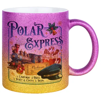 The Polar Express, Κούπα Χρυσή/Ροζ Glitter, κεραμική, 330ml