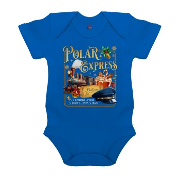 The Polar Express, Βρεφικό φορμάκι μωρού, Μπλε Κοβαλτίου, 100% Organic Cotton, κοντομάνικο