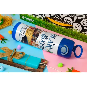 The Polar Express, Πασχαλινή Λαμπάδα με Παιδικό παγούρι θερμό, ανοξείδωτο, με καλαμάκι ασφαλείας, ΜΠΛΕ (500ml)