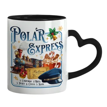The Polar Express, Κούπα καρδιά χερούλι μαύρη, κεραμική, 330ml