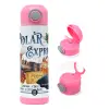 Children's hot water bottle, stainless steel, with safety straw, PINK (500ml)