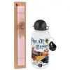 Easter Set, metallic aluminum bottle (500ml) & aromatic flat Easter candle (30cm) (PINK)