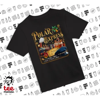 The Polar Express, Άνετο παιδικό T-Shirt ΜΑΥΡΟ από 100% βαμβάκι, για κάθε μέρα. Vegan & OEKO-TEX πιστοποιημένο.