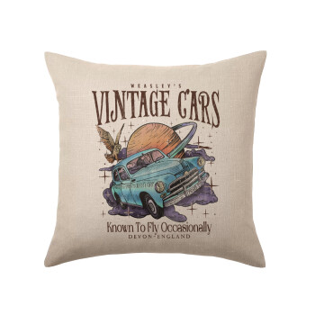 Wizard Flying Car, Μαξιλάρι καναπέ ΛΙΝΟ 40x40cm περιέχεται το  γέμισμα